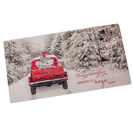 Nyomtatott fa tábla - Karácsonyi autós akasztós tábla 13x24,3cm