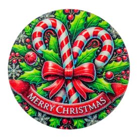 Nyomtatott fa tábla koszorú közép Cukorpálcás 11,8cm