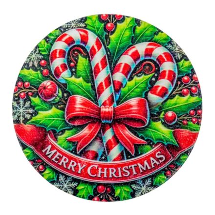 Nyomtatott fa tábla koszorú közép Cukorpálcás 11,8cm