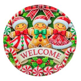   Nyomtatott fa tábla koszorú közép Mosolygós mézik 11,8cm