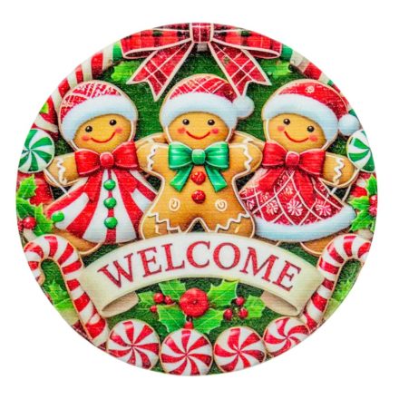 Nyomtatott fa tábla koszorú közép Mosolygós mézik 11,8cm