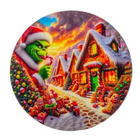   Nyomtatott fa tábla koszorú közép Grinch mézifalván 11,8cm