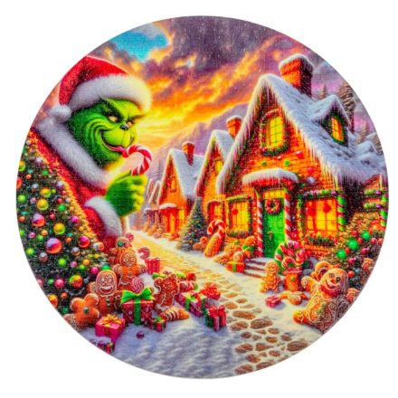 Nyomtatott fa tábla koszorú közép Grinch mézifalván 14,8cm