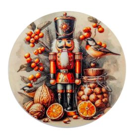 Nyomtatott fa tábla koszorú közép Diórörő 11,8cm