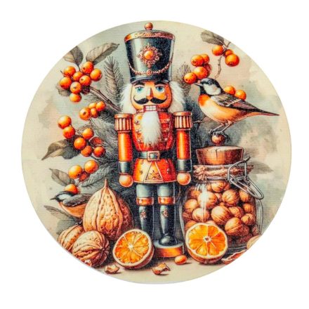 Nyomtatott fa tábla koszorú közép Diórörő 14,8cm