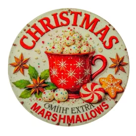 Nyomtatott fa tábla koszorú közép Marshmallows 14,8cm