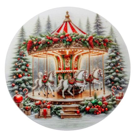 Nyomtatott fa tábla koszorú közép Körhintás 11,8cm