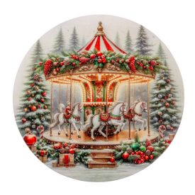 Nyomtatott fa tábla koszorú közép Körhintás 14,8cm