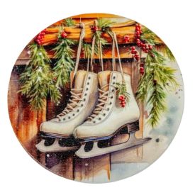   Nyomtatott fa tábla koszorú közép Korcsolya cipők 11,8cm