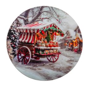   Nyomtatott fa tábla koszorú közép Vásári szekér 11,8cm