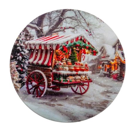 Nyomtatott fa tábla koszorú közép Vásári szekér 11,8cm