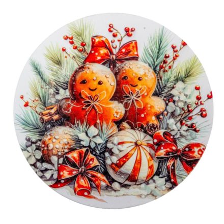 Nyomtatott fa tábla koszorú közép Mézi pár 14,8cm