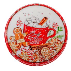   Nyomtatott fa tábla koszorú közép Fahéjas forró csoki 11,8cm