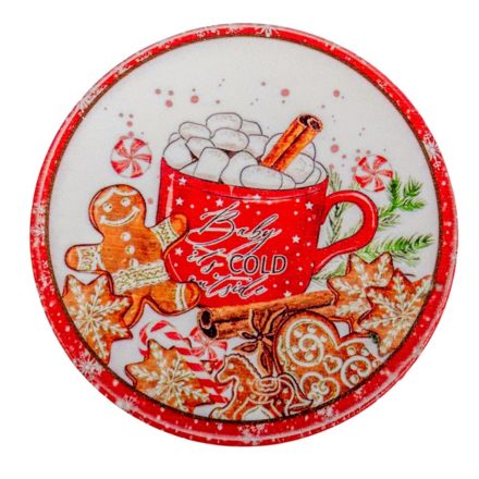 Nyomtatott fa tábla koszorú közép Fahéjas forró csoki 11,8cm