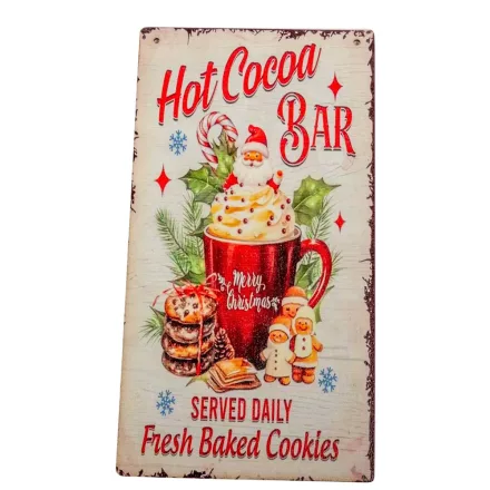 Nyomtatott fa tábla  Hot cocoa bar akasztós tábla 13x24,3cm