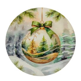 Nyomtatott fa tábla koszorú közép Kar.zöld téma 11,8cm