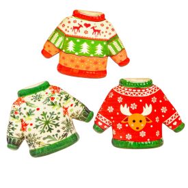 Nyomtatott dekorkarton Karácsonyi pulcsi 7cm 3db-os