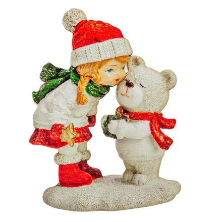 Nyomtatott dekorkarton - Kislány macival 13cm