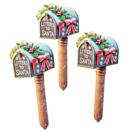 Nyomtatott dekorkarton  Télapó postaládája 10,5cm 3db-os