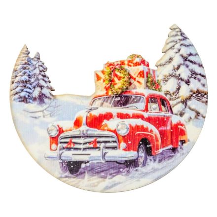 Nyomtatott dekorkarton - Félkoszorú közép - autós 10x11,8cm