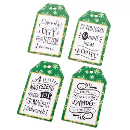 Nyomtatott dekorkarton - Ajándék kísérő tábla humoros 7cm 4db-os