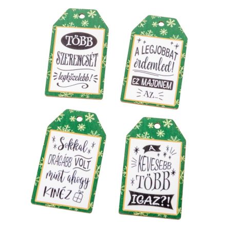 Nyomtatott dekorkarton - Ajándék kísérő tábla humoros 7cm 4db-os