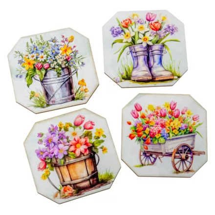 Nyomtatott dekorkarton Tavaszi dekor tábla 6cm 4db-os