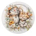 Nyomtatott fa tábla koszorú közép - 2 cicás 14,8cm