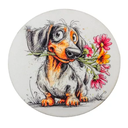 Nyomtatott fa tábla koszorú közép - Tacsis tavasz 14,8cm