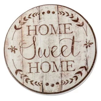   Nyomtatott fa tábla koszorú közép - Home Sweet Home 11,8cm