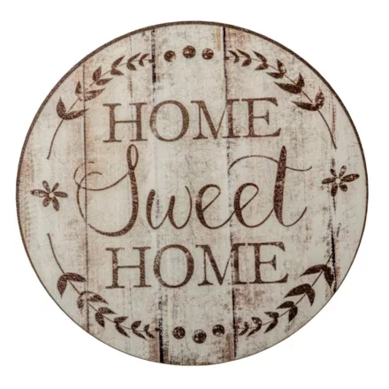 Nyomtatott fa tábla koszorú közép - Home Sweet Home 14,8cm