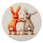 Nyomtatott fa tábla koszorú közép - Nyuszi barátok 14,8cm