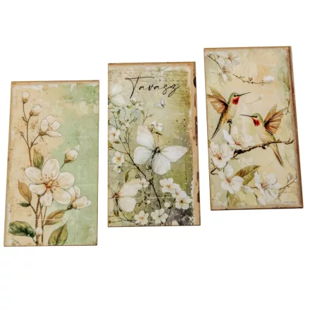 Nyomtatott dekorkarton Tavaszi zöld téma tábla 9,5cm 3db-os