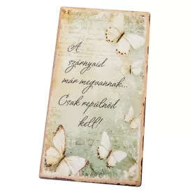 Nyomtatott fa tábla - Tavaszi zöld téma 13x24,3cm