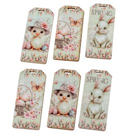 Nyomtatott dekorkarton Húsvéti  biléta 6cm 6db-os