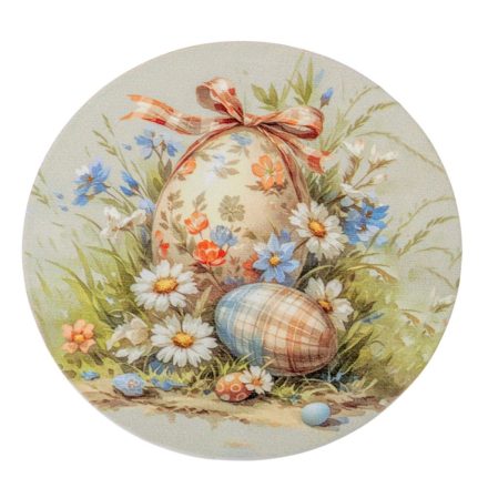 Nyomtatott fa tábla - Húsvéti pasztell téma 11,8cm