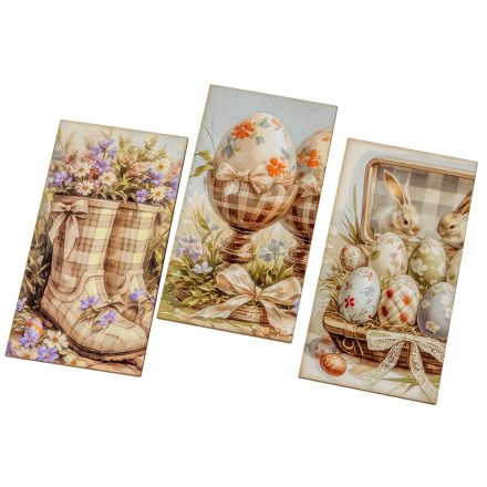 Nyomtatott dekorkarton -Húsvéti pasztell téma tábla 9,5cm 3db-os