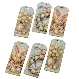   Nyomtatott dekorkarton Húsvéti pasztell téma biléta 5,5cm 6db-os