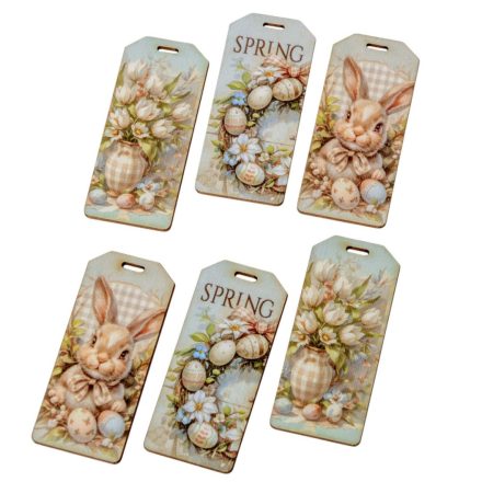 Nyomtatott dekorkarton Húsvéti pasztell téma biléta 5,5cm 6db-os