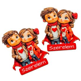 Nyomtatott dekorkarton - Szerelmes pár szerelem 7cm 2db-os