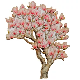 Nyomtatott dekorkarton Virágzó magnólia fa 13cm