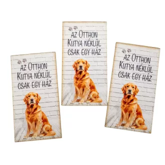   Nyomtatott dekorkarton Az otthon...- Golden retriever 9,5cm 3db-os