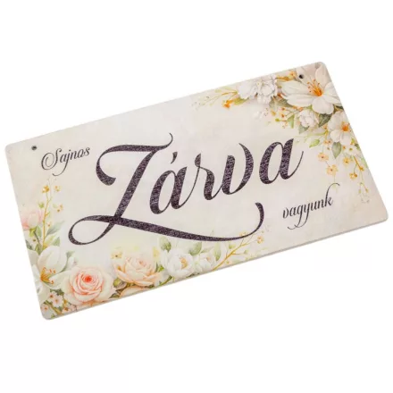 Nyomtatott fa tábla Zárva-Nyitva pasztell rózsás 24,3x13cm 