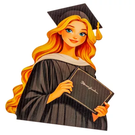 Nyomtatott dekorkarton Beszúrható ballagási dekor lány szőke