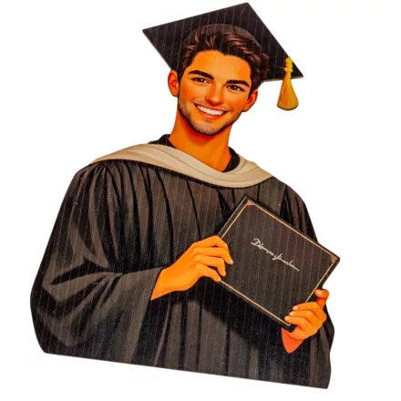 Nyomtatott dekorkarton  Beszúrható ballagási dekor  fiú 15cm