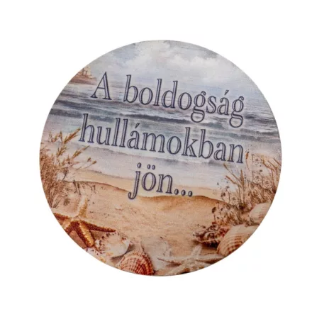 Nyomtatott fa tábla Nyári Tenger téma 11,8cm
