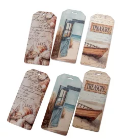   Nyomtatott dekorkarton Nyári Tenger téma biléta 5,5cm 6db-os