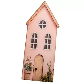 Nyomtatott dekorkarton Pasztell házikó rózsaszín 23cm