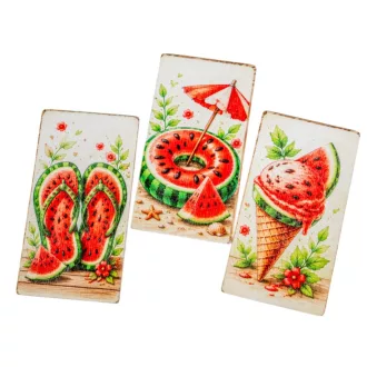 Nyomtatott fa tábla - Dinnyés táblák 9,5cm 3db-os