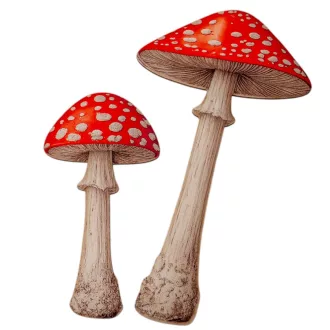 Nyomtatott dekorkarton  Gomba szett  piros 10-15cm 2db-os
